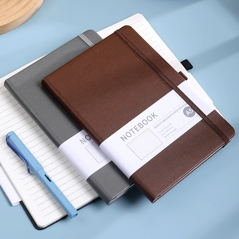 Minimalist Strap Notebook Mini Cute Student Notebook Business Notebook Schedule Book Thickened PU Leather Cover Diary Notebook