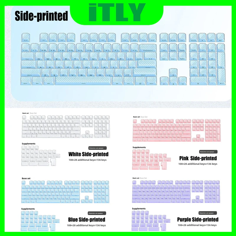 

136-Key Crystal Pudding Keycaps, Double-Shot Molding, ASA Profile for Mx Switch Mechanical Keyboard Backlit Key Caps