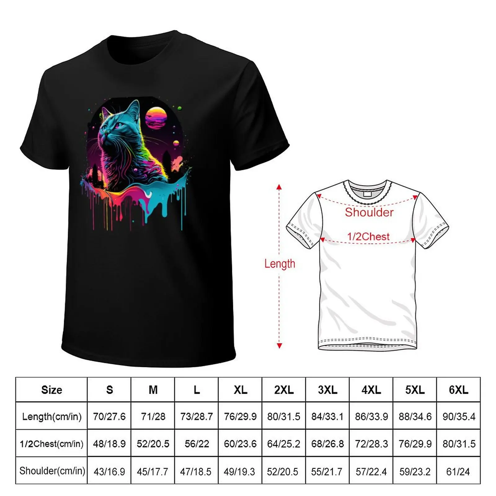 Stylish cat on the moon with paint traces T- Shirt T-Shirt man graphic t shirt T-Shirt