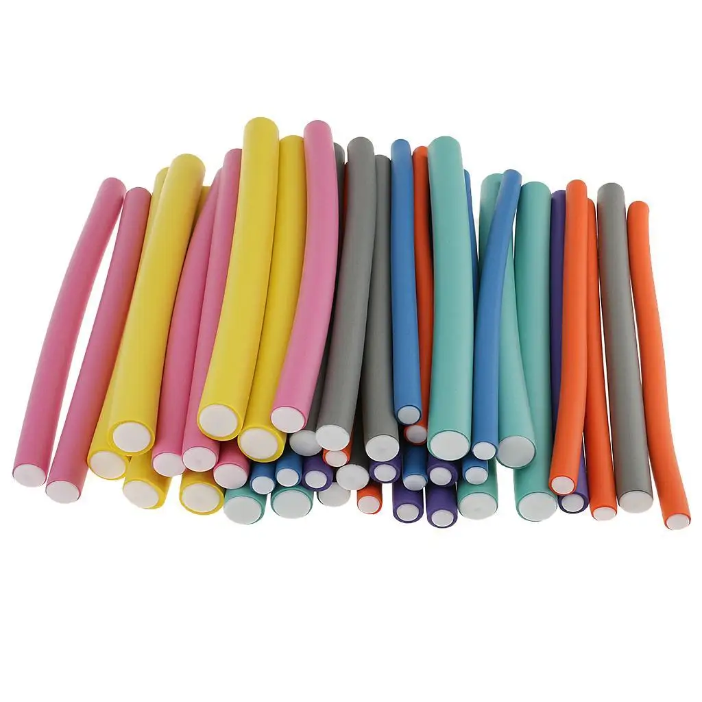 42Pcs Soft Bendy Twist Hair Rollers Foam Curlers Roller Rods Salon