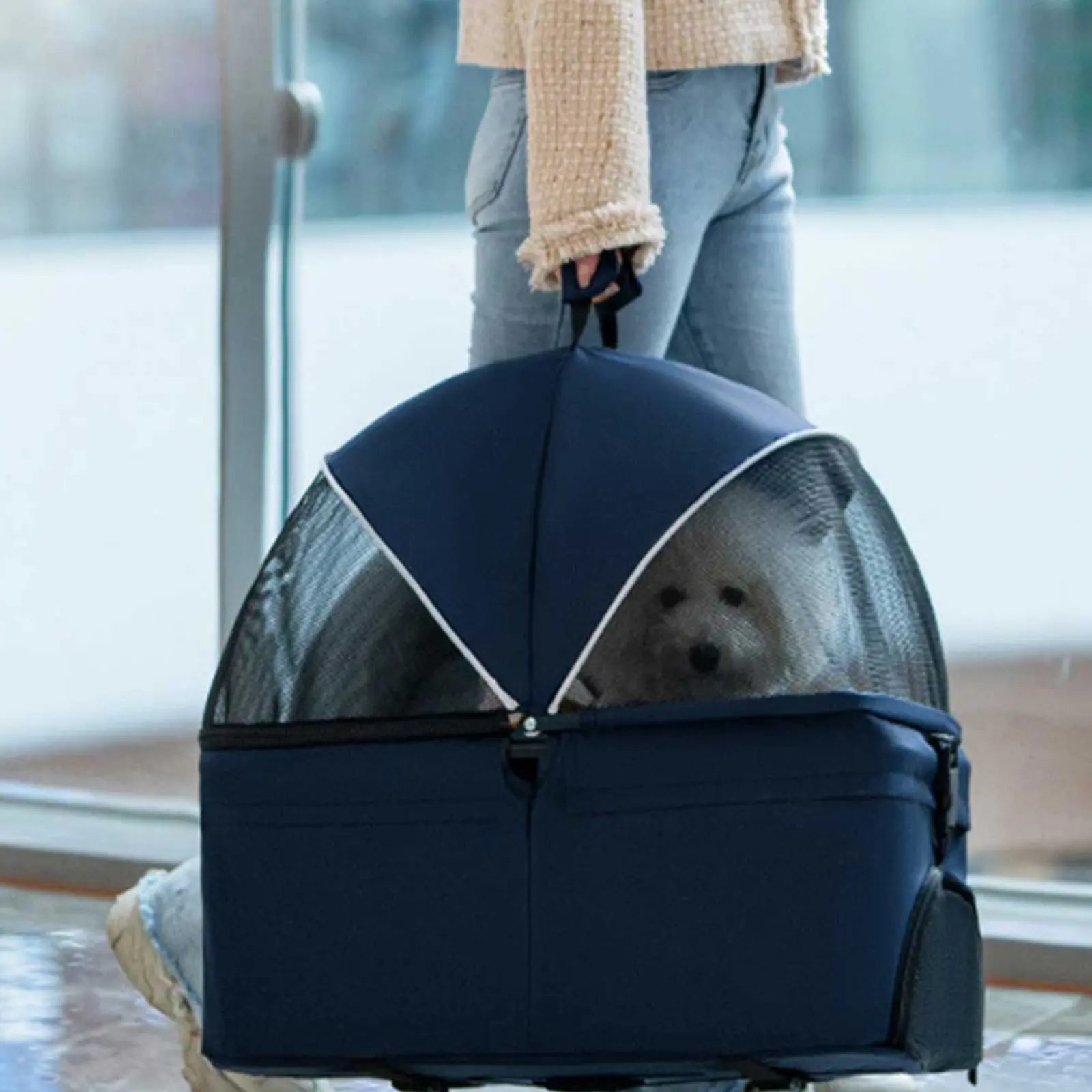 

Detachable Pet Pet Carriage Large Space Foldable Dog Cat Pet Carriage 4-Wheel Pet Travel System Mesh Panels for Small Dogs