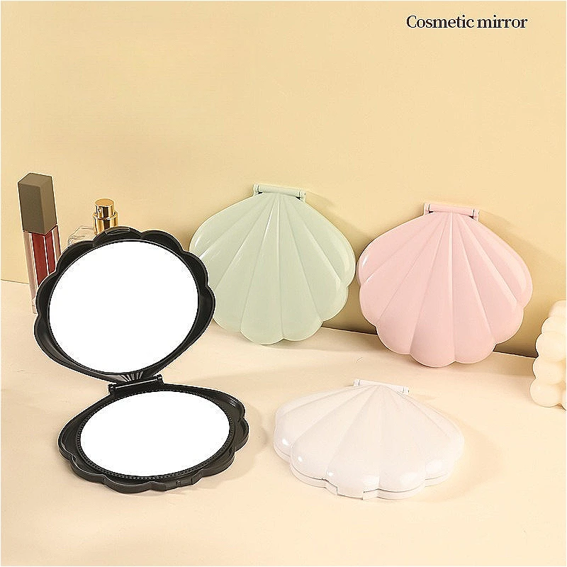 Clamshell Double-Sided Makeup Mirror, Portable Compact with Magnifying Side for Girls