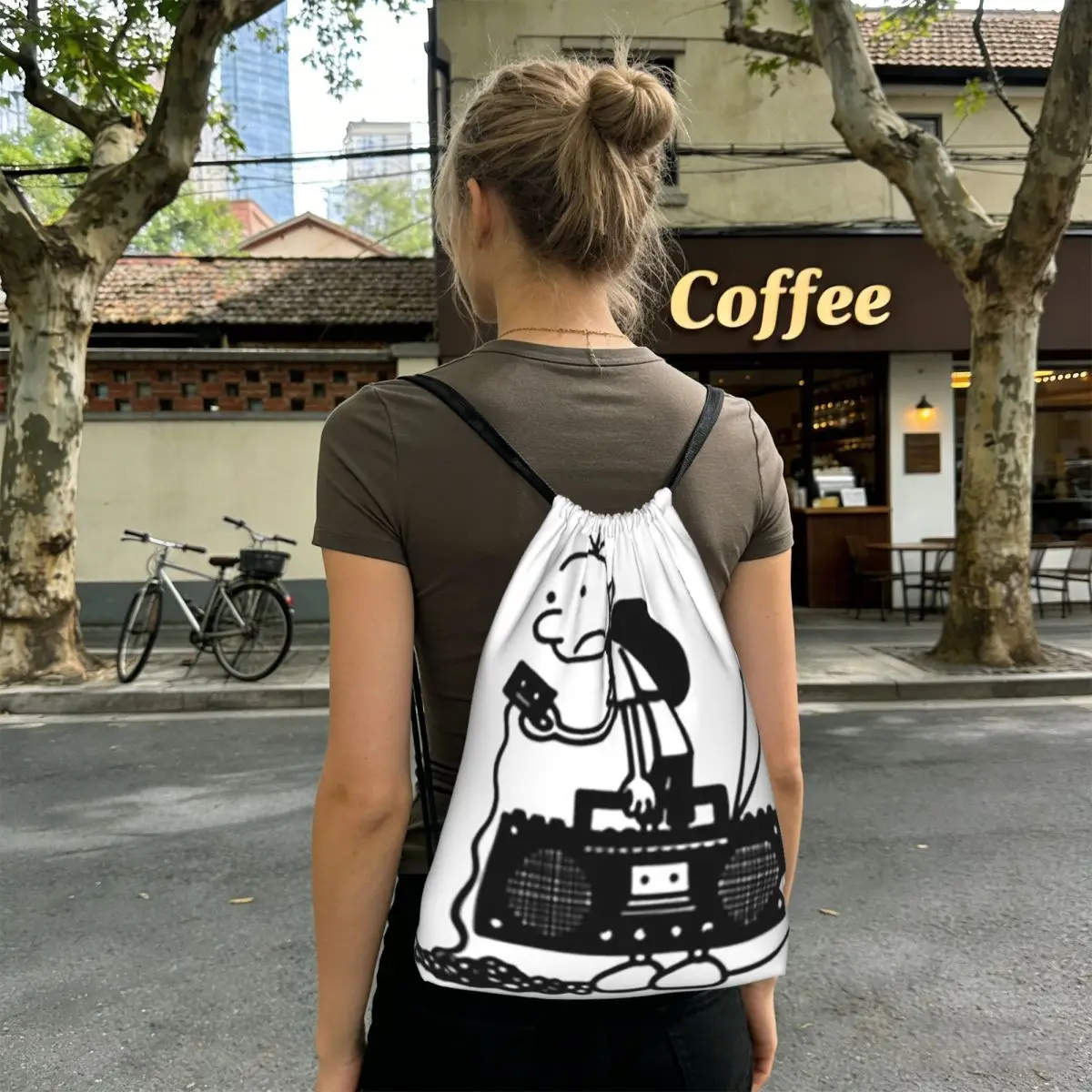 Diary Of A Wimpy Kid Old School Backpacks Fashion Drawstring Bundle Pocket Storage Bag Book Bags for Man Woman Students