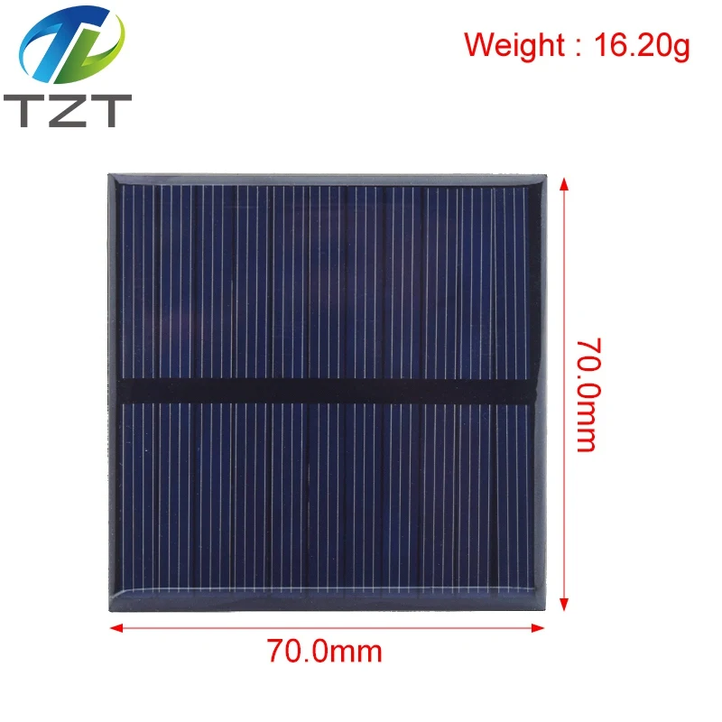 TZT 5.5V 110mA 0.55W Solar Panel Polycrystalline 70*70MM Mini Sunpower Solar System DIY for Battery Cell Phone Charger