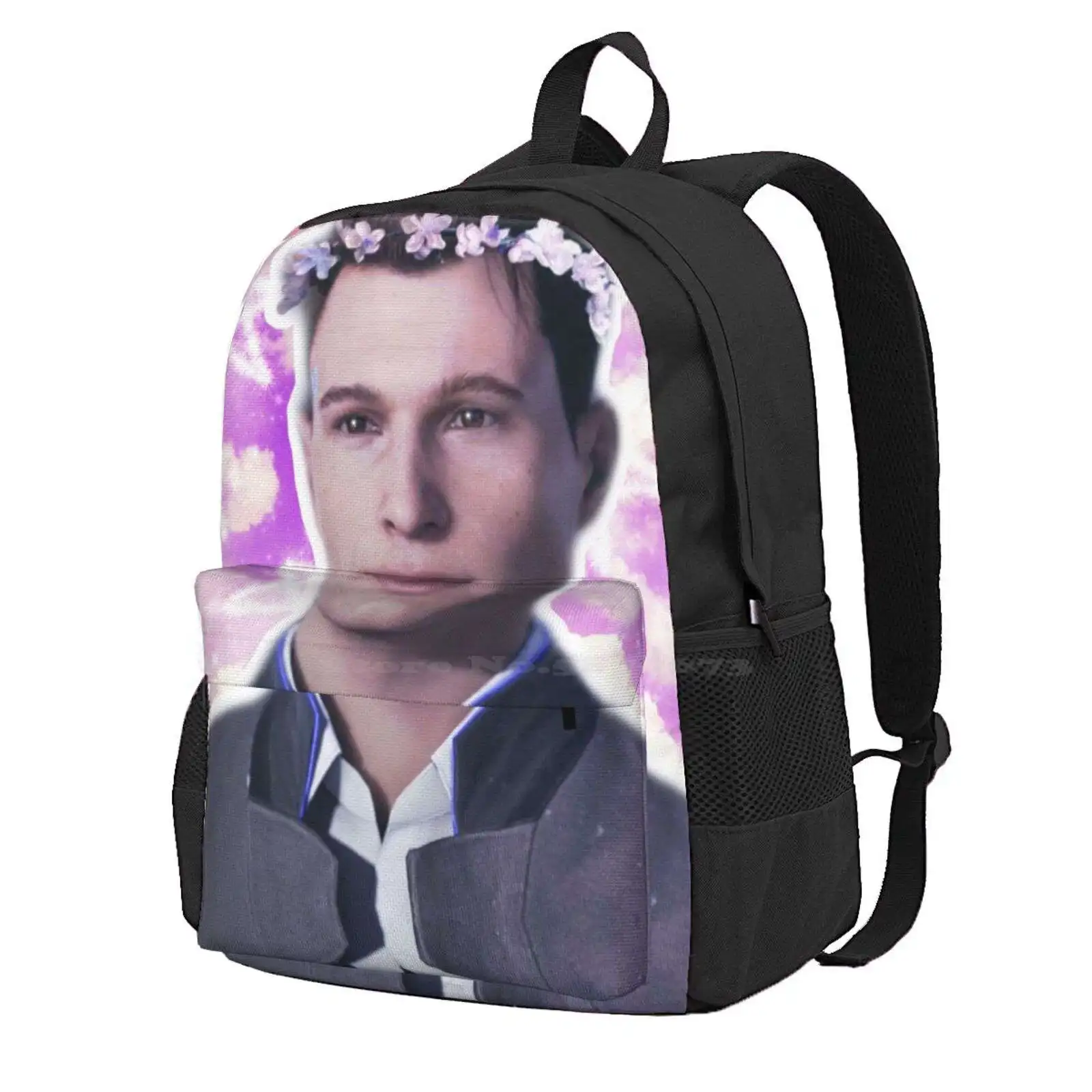 Flowerboy Connor Dbh Videogame Hot Sale Schoolbag Backpack Fashion Bags Dbh Detroit Become Human Pastel Aesthetic Cute Trendy