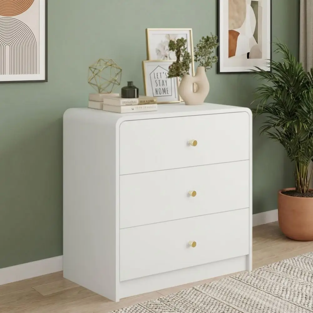 Burita 3 Drawer Dresser, Modern Nightstand Dresser Cabinet with Storage, Tall Wood Chest of Drawers Organizer for Living Room, N