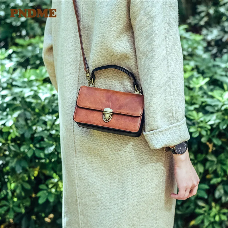 

Fashion vintage genuine leather ladies mini handbag weekend daily party natural real cowhide women's cute small crossbody bags