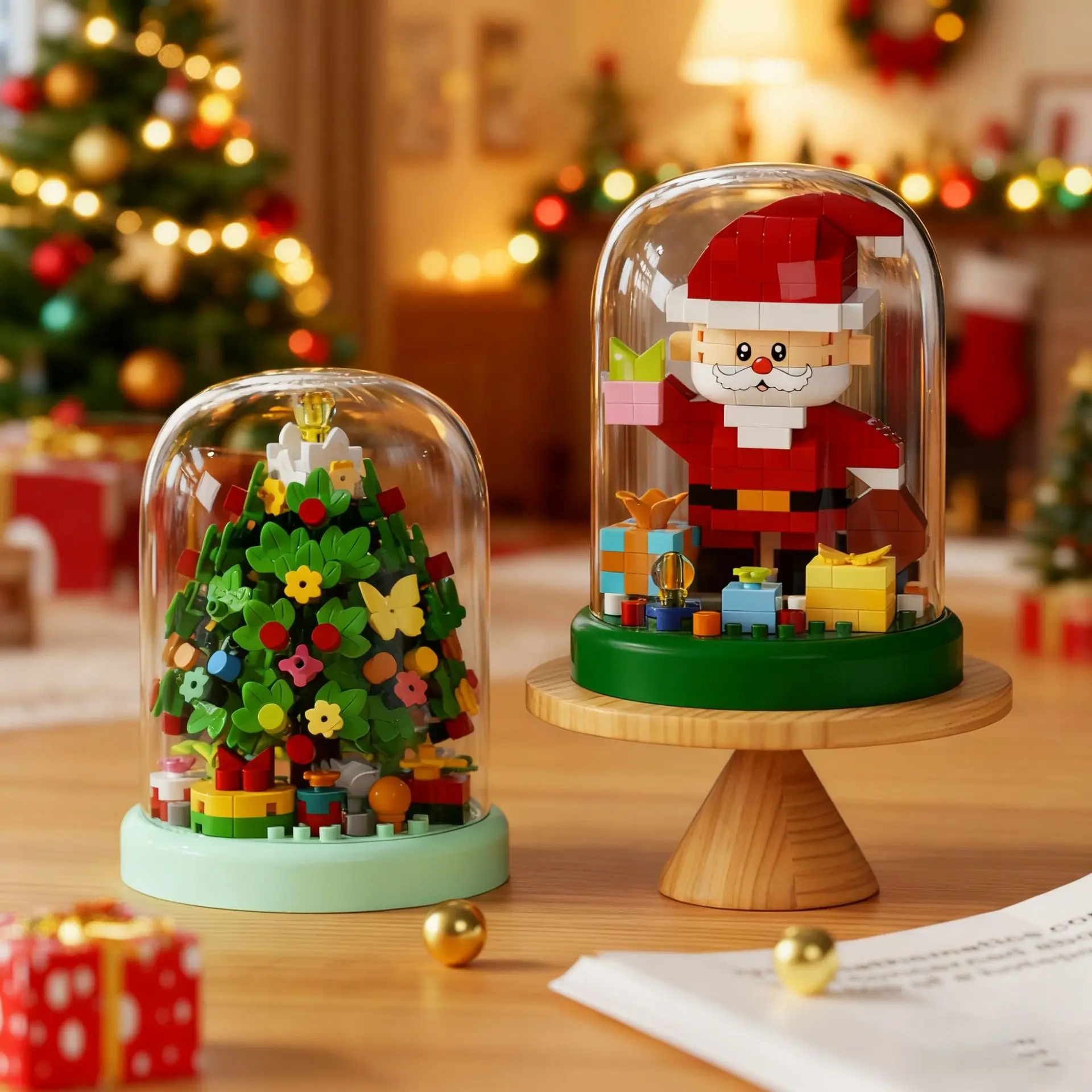 

New Christmas gift micro-particle building blocks children's educational assembling toys Santa Claus, tree Desktop decoration