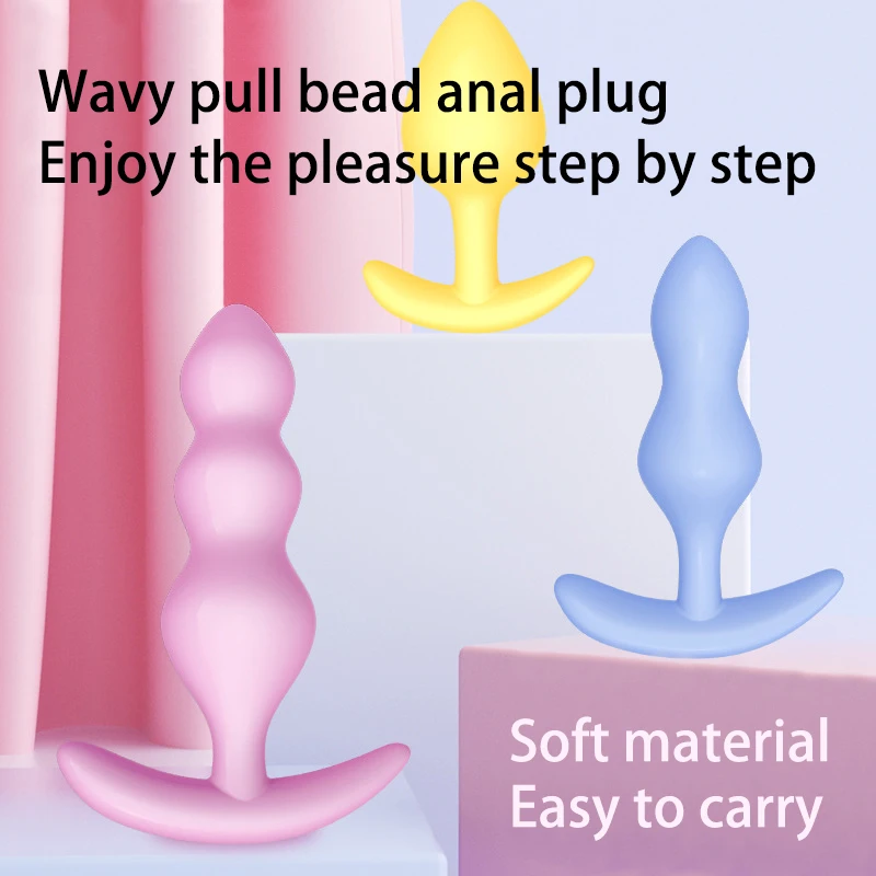 3pc Silicone butt plug Ease-in -Anal Plugs Training Set Expandable Beginner Anales Beads Beginner Soft Silicone Anal Plugs