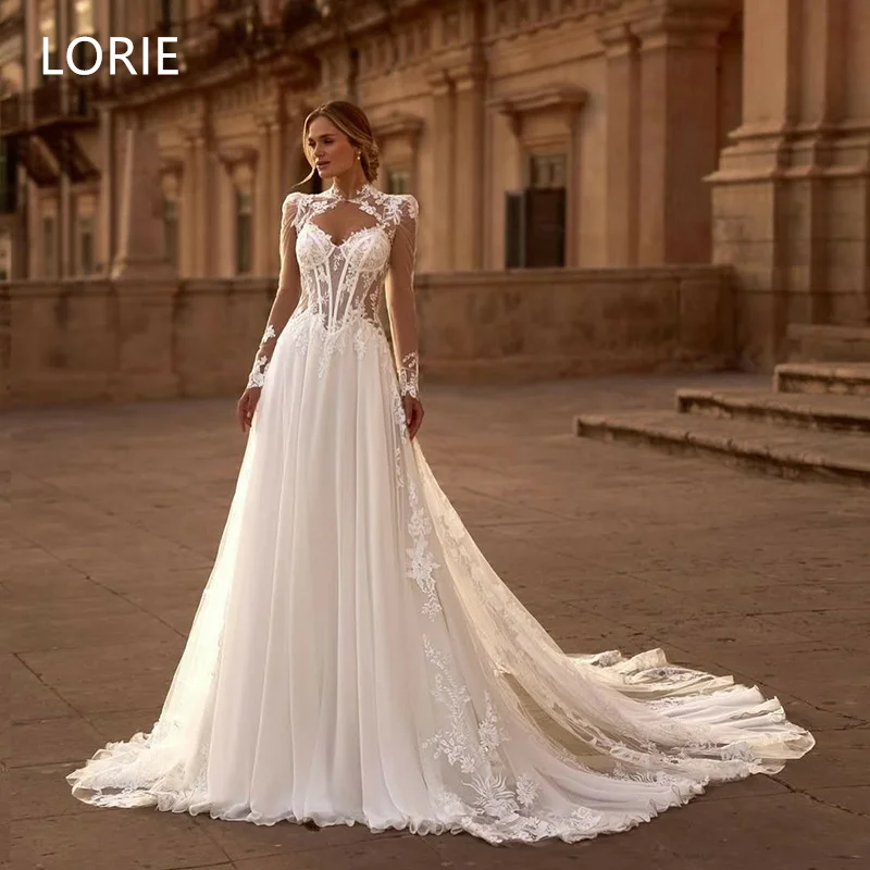 

LORIE Lace Applique Tulle A-line Sexy Wedding Dress Bow Bridal Gowns Sweetheart Backless Wedding Gown Customized 2025