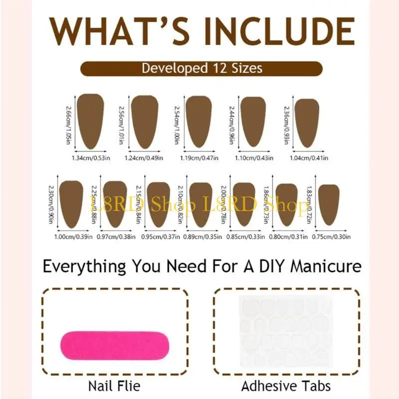 L8RD 24 Pcs Press On Nails Set Almond Acrylic False Nails Manicure for Women