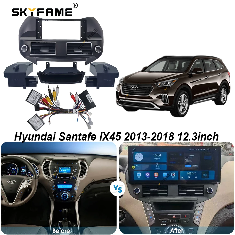 SKYFAME 9/10/12.3/13.1 Inch Frame Fascia Adapter Android Radio Dash Fitting Panel Kit Untuk Hyundai IX45 Santafi