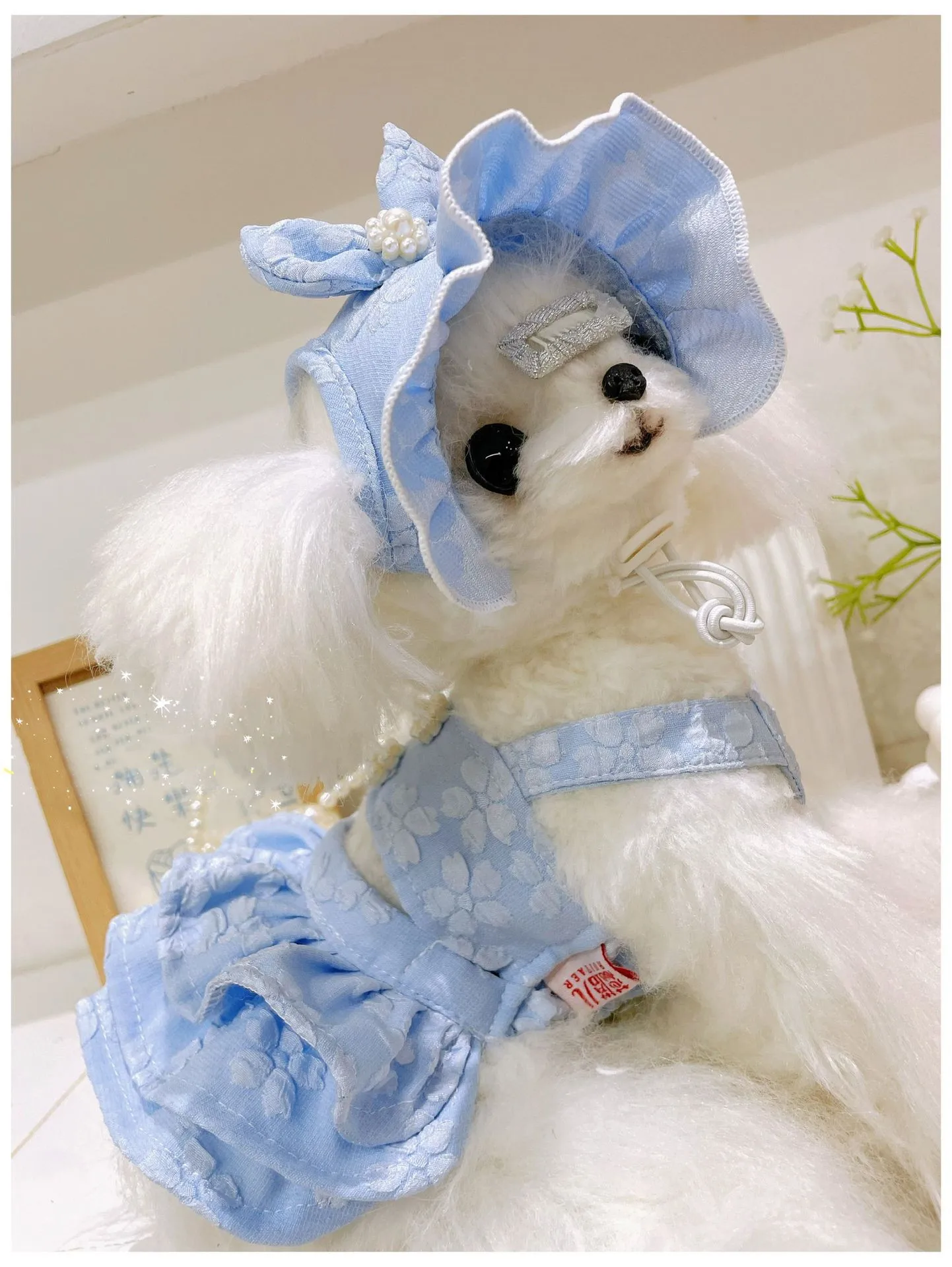 Fashionized Flocking Print Design Sweet Girl Style Pet Dress Dog Vacation Beach Dress