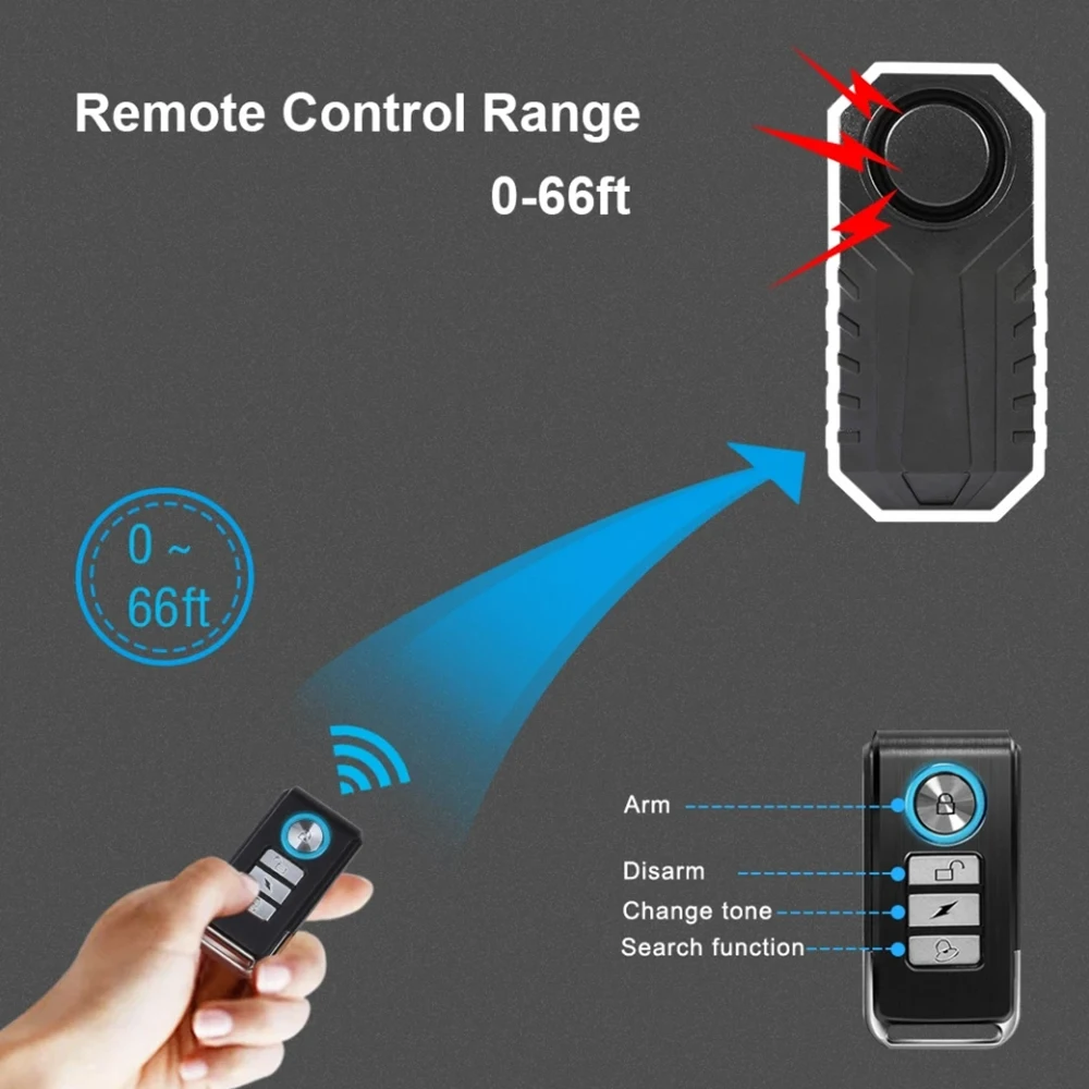 Awapow Wireless Remote Control For Bicycle Security Alarm Portable Waterproof Anti-theft Metal Motorcycle Bike Sensor
