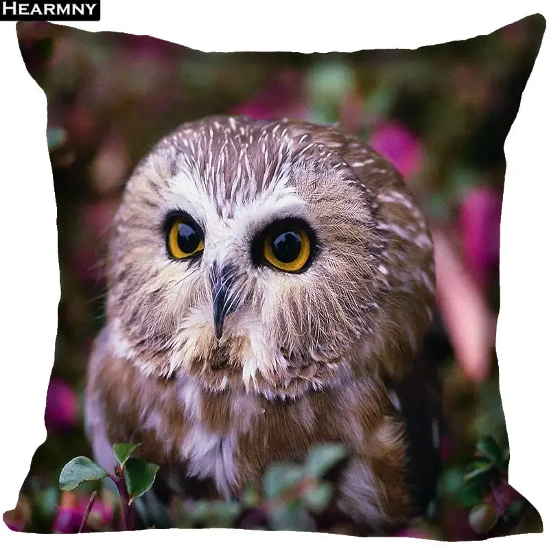Custom Decorative Pillowcase Owl Animals Square Zippered Pillow Cover 35X35,45x45cm(One Side)