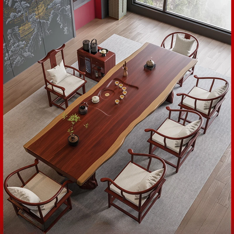 Tea table and chair combination log zen tea table Kung Fu home living room office simple