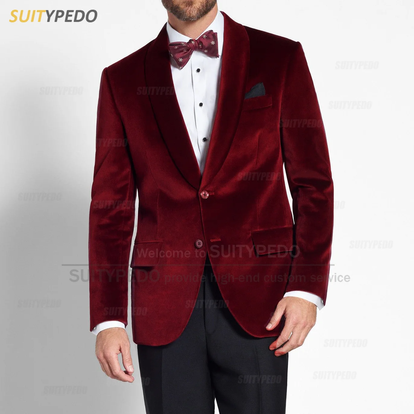 

Burgundy Velvet Blazers for Men Fashion Slim Fit 2 Buttons Suit Jacket 2023 New Luxury Prom Business Wedding Tuxedo Coat 1 Piece