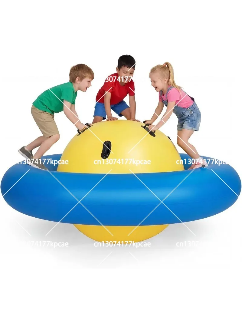 8FT Inflatable Dome Rocker Bouncer for Kids, Outdoor Giant Roll and Play Seesaw with 6 Handles, 250 LBS Capacity