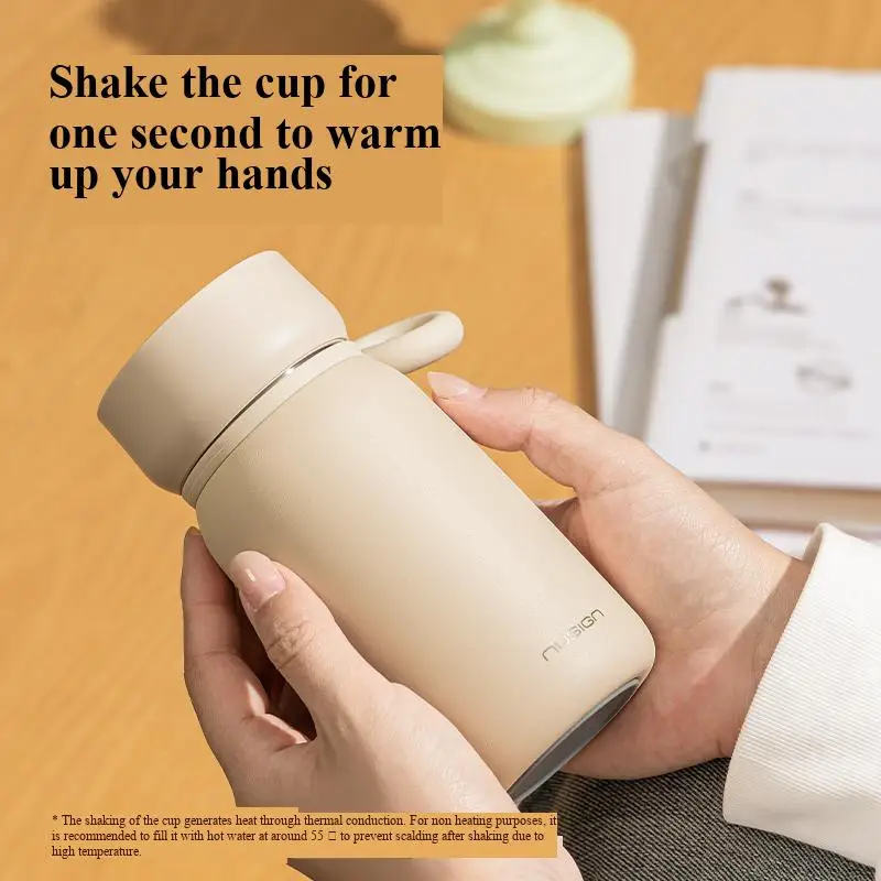 Deli Nusign NS859 Multi-Function Shake Warm Hand Cup Heat Retention Coffee Cup 316 Stainless Steel 340ml/300ml Gift Cup
