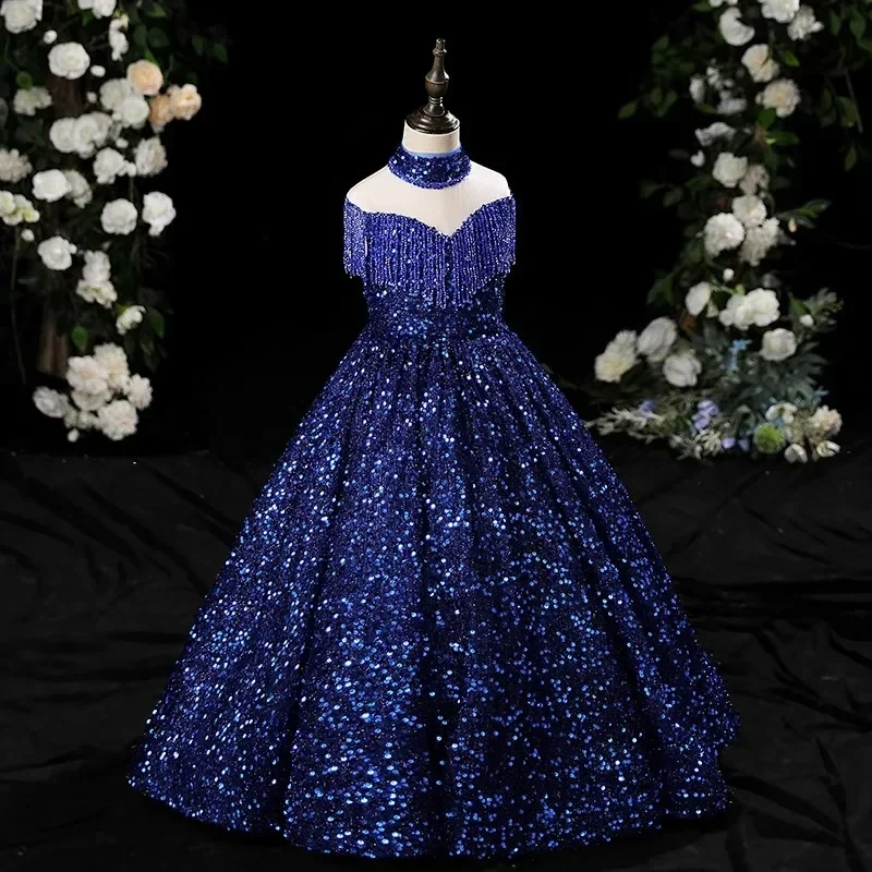 CustoTeenmiro Luxurious Graduation Ceremony Dress for Teenage Girls Kids Sequined Evening Dresses Children Formal Gala Ball Gown