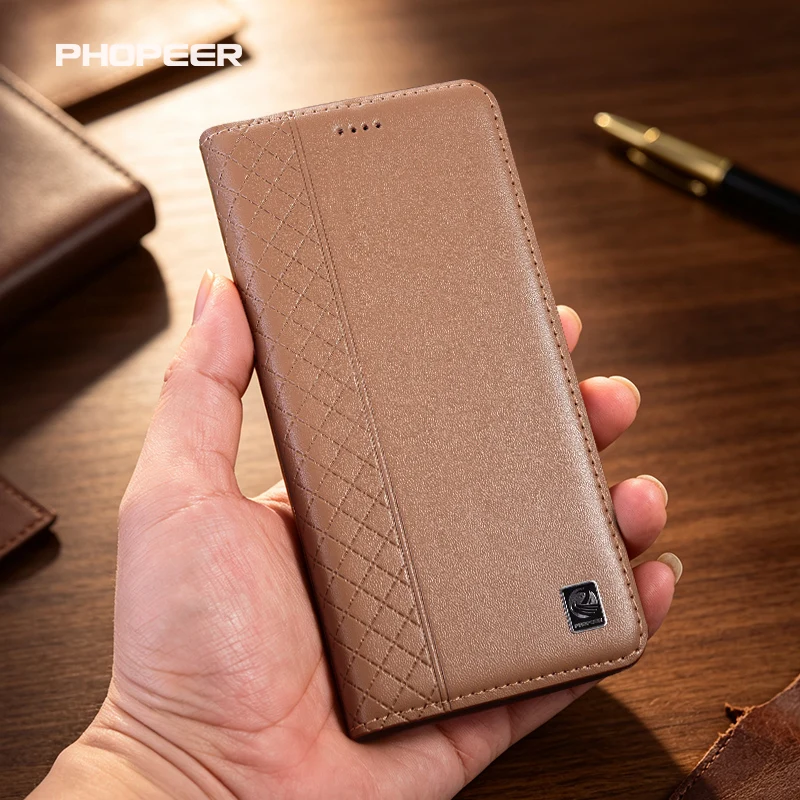 Luxury Genuine Leather Phone Case for Redmi Models 10A 10C 9A 9C 8A 7A 6A 5 pro plus 4G 5G Napa Pattern Inner Grid Design