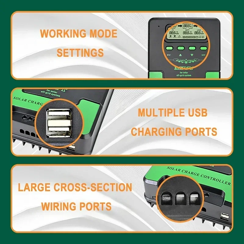 Imagem -05 - Lcd Display Usb Mppt Ferramenta Controlador de Carga Solar 12v 24v Bateria do Painel Solar para Lifepo4 Bateria de Lítio Chumbo-ácido 10a 60a