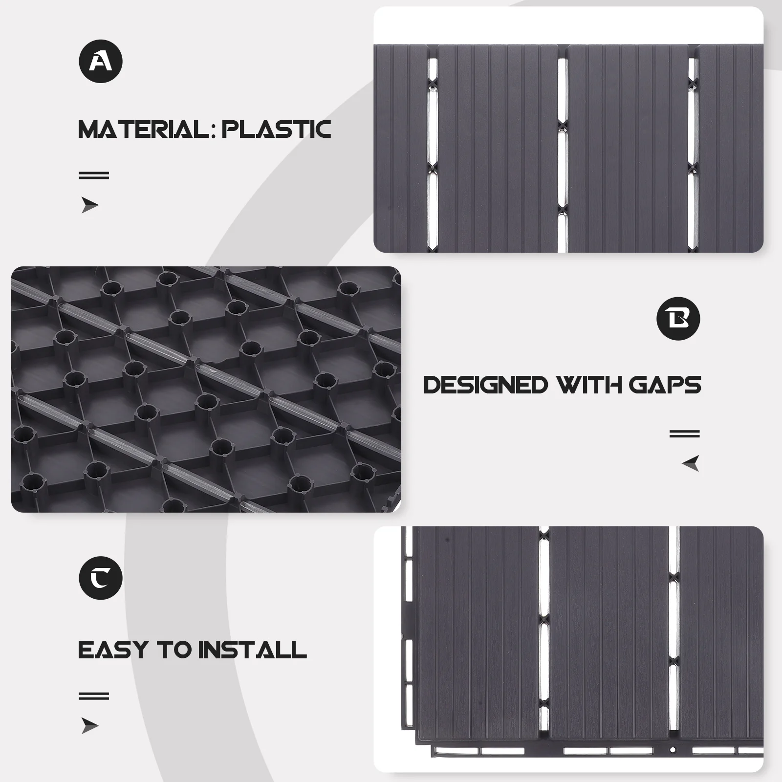 파티오 데크 타일 인터로킹 방수 야외 바닥재 발코니 정원 미끄럼 방지 빠른 물 투과성 견고함