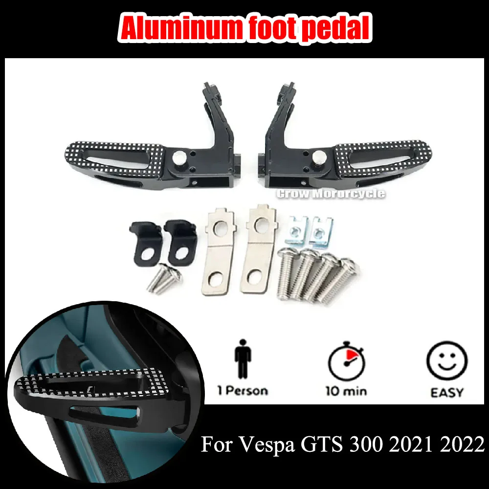 

New Arrivals Motorcycle Black Accessories Aluminum Footpeg Passenger Pegs Passenger Foot Pegs For Vespa GTS 300 GTS300 2021 2022