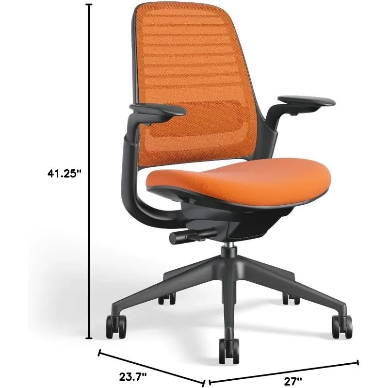 Ergonomic Work Chair with Wheels for Hard Flooring Helps Support Productivity Weight-Activated Controls, Back Supports