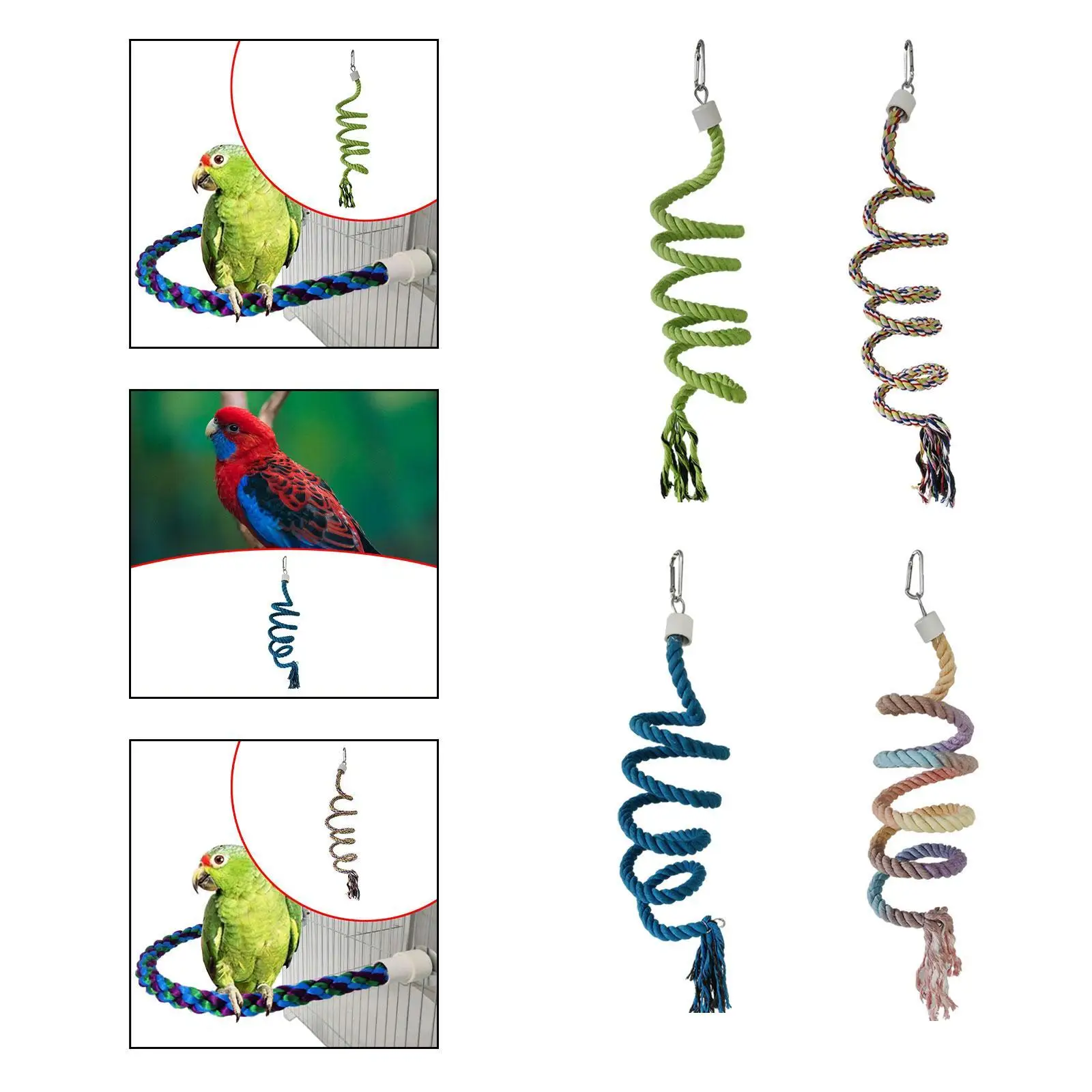 Bird Spiral Rope Perch Parrot Rope Chewing Toy Standing Climbing Toy for Lovebirds Pet Bird Supplies Cockatiels Parrot Parakeet