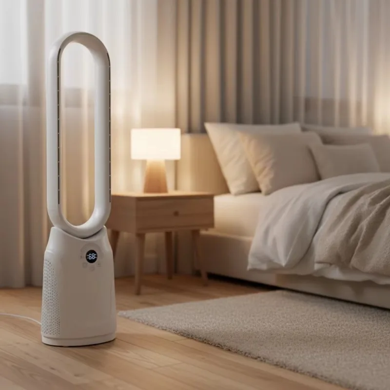 High Quality Plastic Bladeless Stand Fan Touch Control Vertical Air Cooler For Household Use