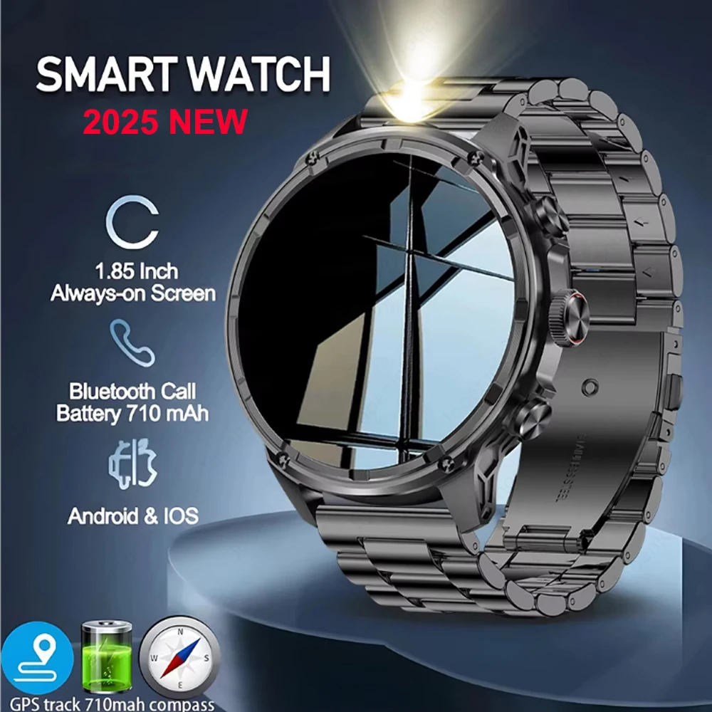 

LIGE GPS трек Смарт-часы для мужчин 710 мАч аккумулятор уличные спортивные часы светодиодный мониторинг сердечного ритма и здоровья водонепроницаемые умные часы 2025