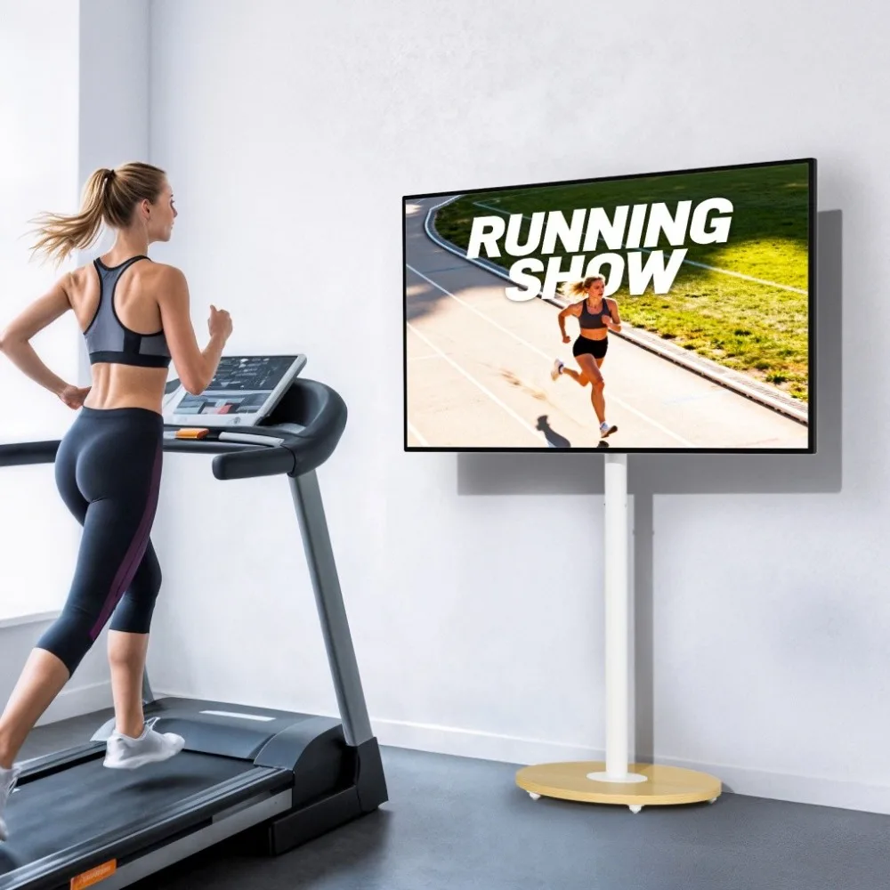 Mobile TV Stand Mount Universal Flat Screen Rolling TV Cart Height Adjustable