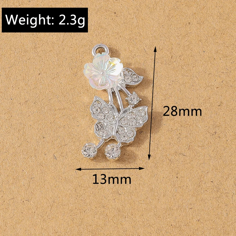 10 Stück Strass Kristall Schmetterling Anhänger Charms für Schmuck DIY Halskette Ohrringe Armband Zubehör Zubehör – Detail 3