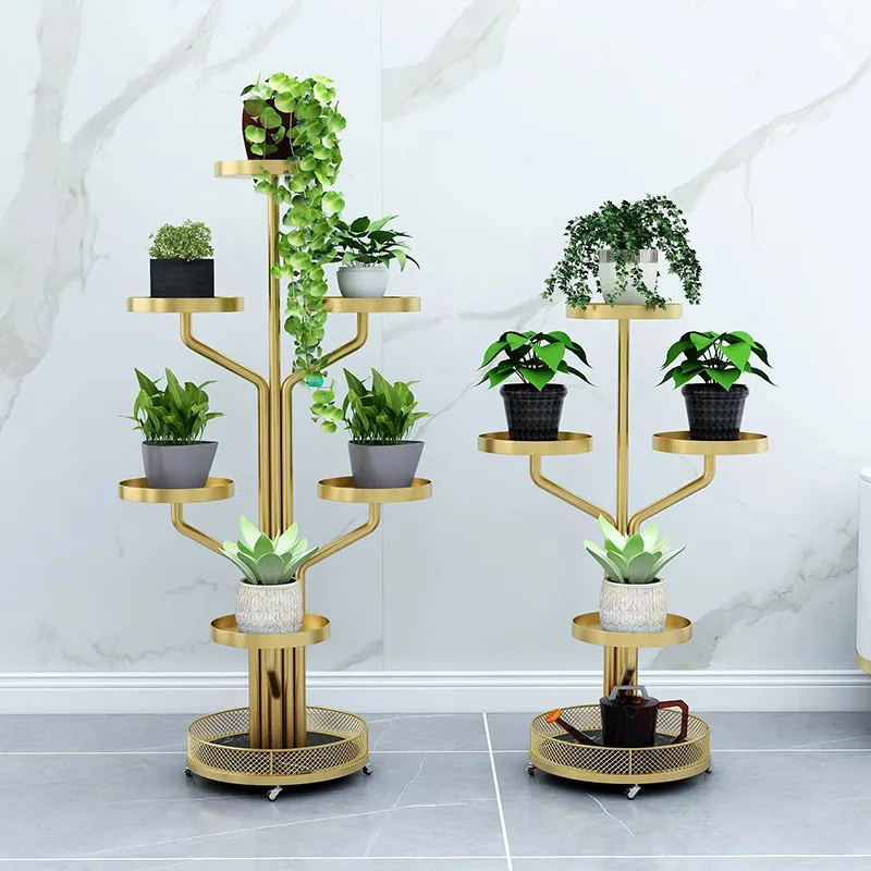 Multi-layer luxury floor-standing plant rack, indoor balcony flowerpot rack, living room succulent display rack
