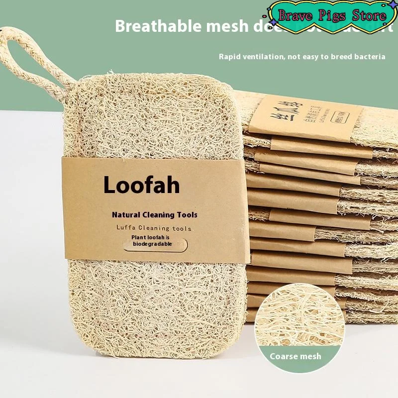 6pcs Natural Luffa Dish Towel Washing Cloth Sponge Loofah Scrub Pad Dish Pot Oil Stain Removing Scrubber Kitchen Clean Brushes P