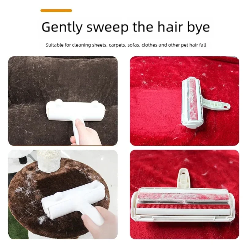 Pet Hair Remover Roller Refillable One Hand Operate Self Cleaning Lint Reusable Grooming Tool For Dog Cat Sofa Car Travel
