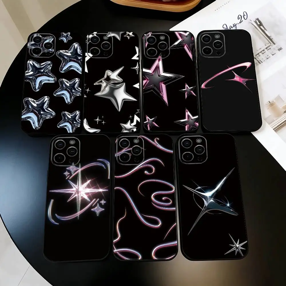 

Heavy Metal Stars Series Phone Case For iPhone 17, 16,15,14,13,12,11 Plus,Pro Max, Others Soft Black Cover