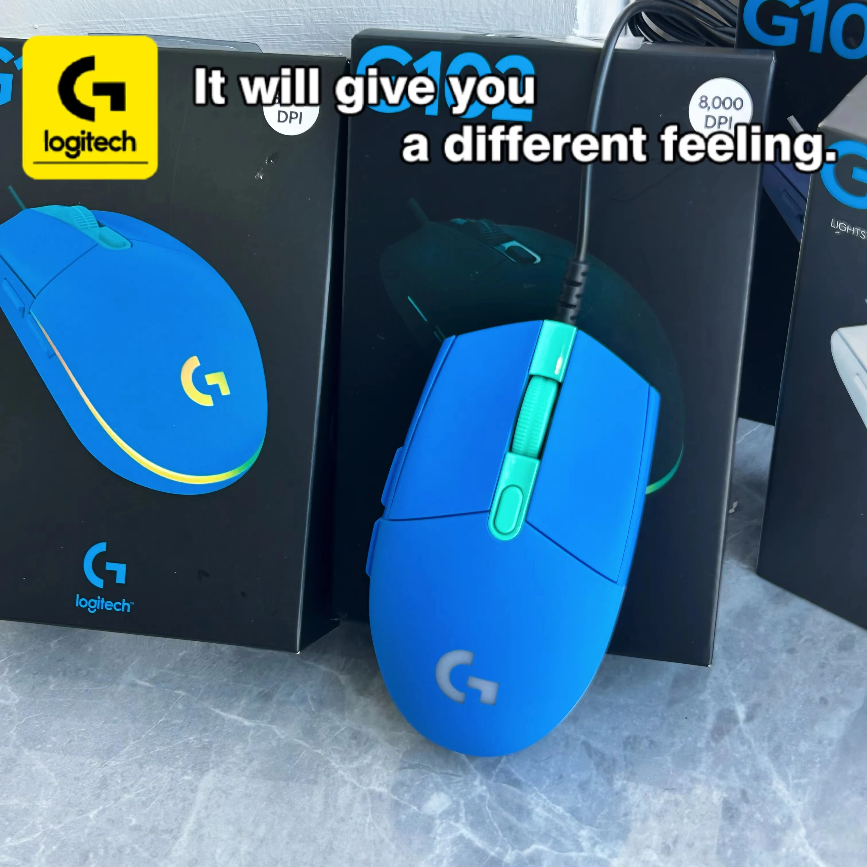 Ratón para Juegos Logitech G203 con Cable, 8000 DPI, Efectos de Iluminación RGB, Cable de 2,1 Metros, Apto para Uso en Oficina y Juegos