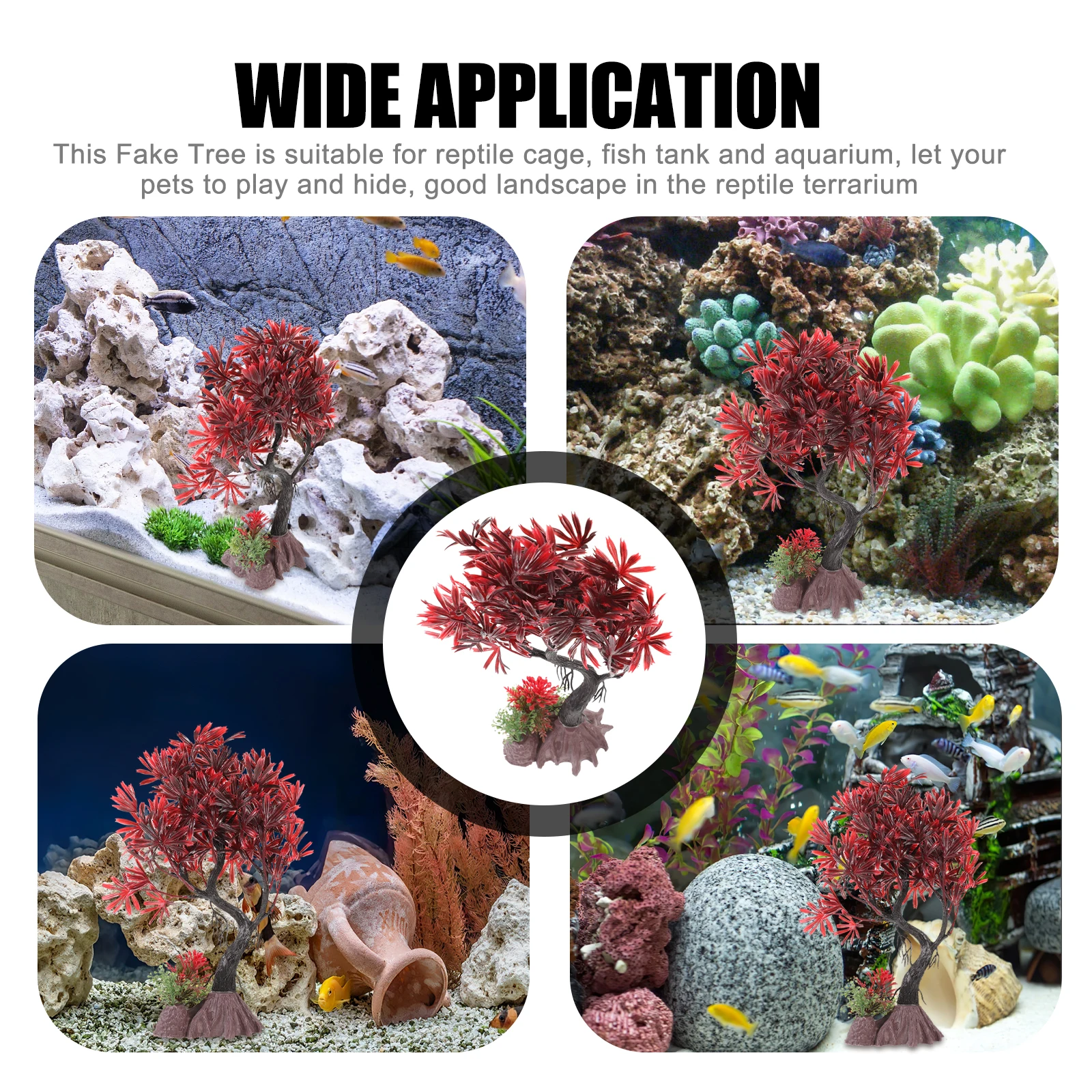 

Faux Tree Plants for Fish Tank Aquarium Decor Realistic Plastic Supplies Reptile Cage Pet Hideouts Easy Maintenance Long Use