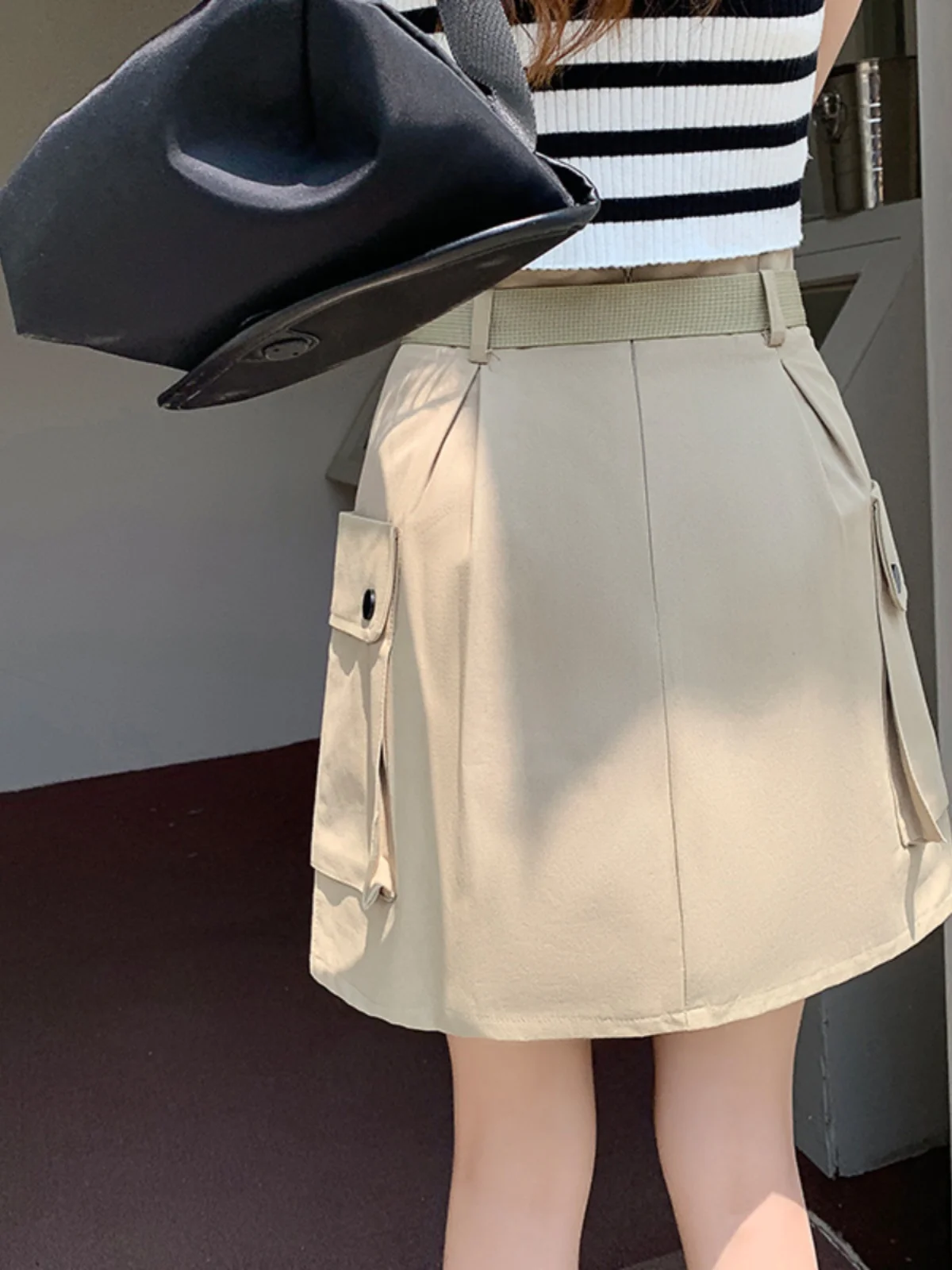 Cargo Belt Skirts for Women 2023 Korean Style Summer Mini Skirts High Waist Y2K Streetwear Pocket Casual Skirt