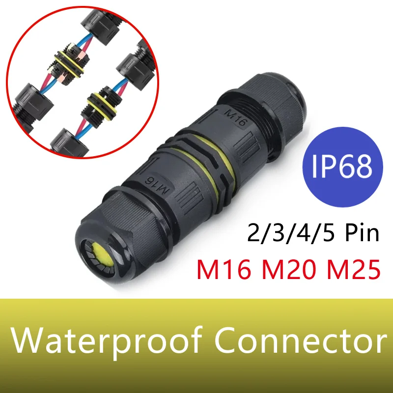 

5/10/100Sets 2/3/4/5Pins Docking Plug Male Female M16 M20 M25 for Led Light Waterproof Electrical Cable Connector Plug Socket