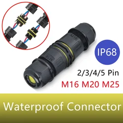5/10/100Sets 2/3/4/5Pins Docking Plug Male Female M16 M20 M25 for Led Light Waterproof Electrical Cable Connector Plug Socket