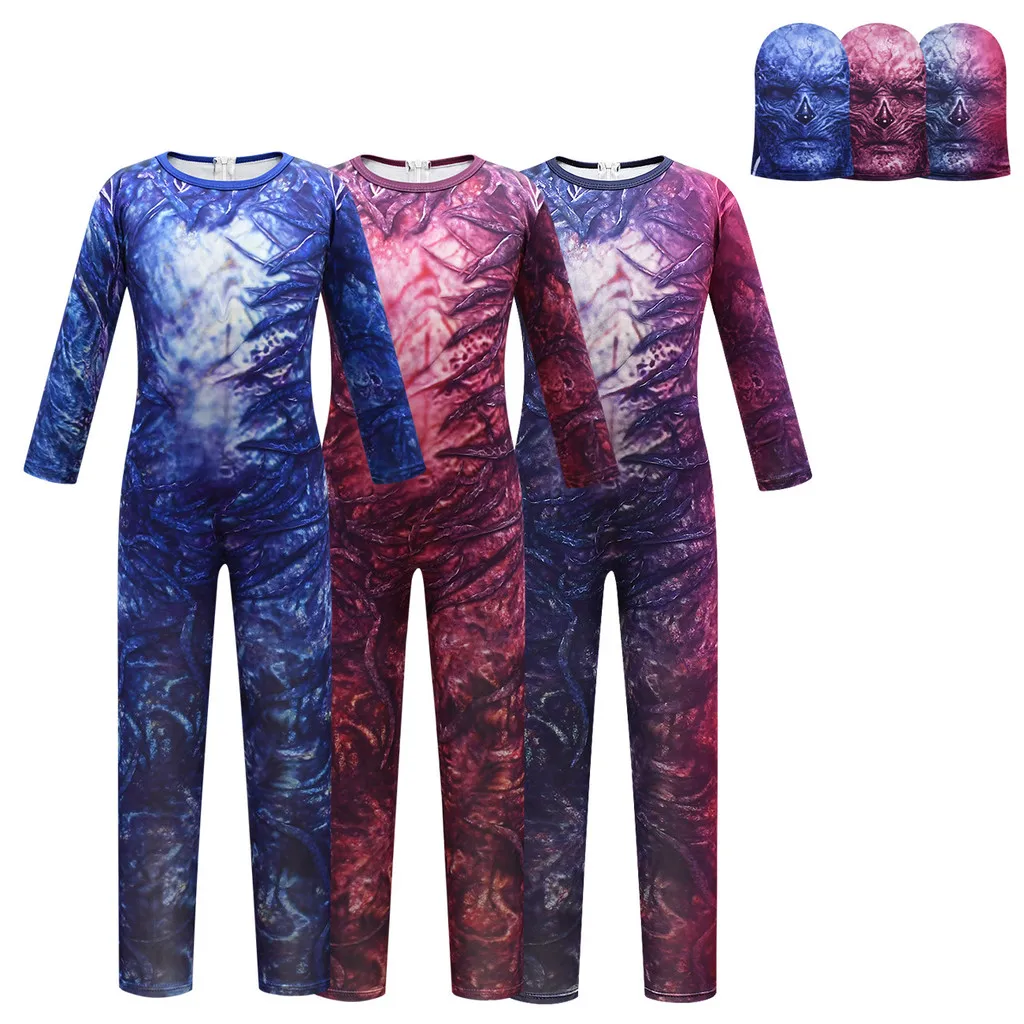 

Детский комбинезон с принтом монстров для мальчиков и девочек, комплекты масок, костюмы для косплея на Хэллоуин