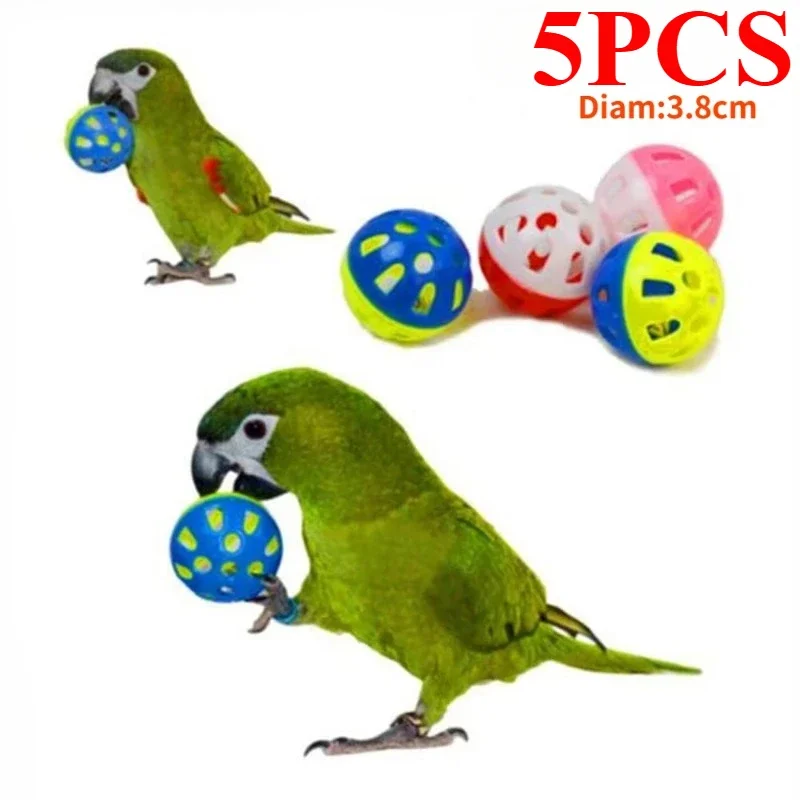 

5pcs Pet Cat Kitten Play Balls with Jingle Bell Hollow Rolling Bell Ball Pet Bird Toys Chase Rattle Toy Random Color