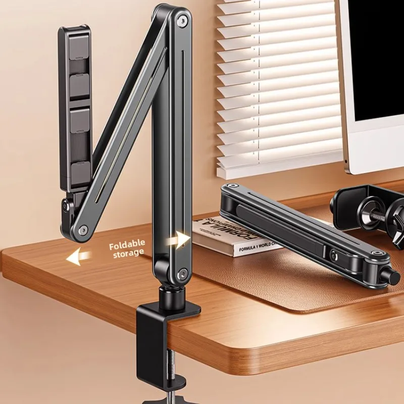 

Minimalist iPad Stand, 360° Rotating Foldable Bedside Tablet Holder, Aluminum Lazy Desk Mount for Tablets and Phones