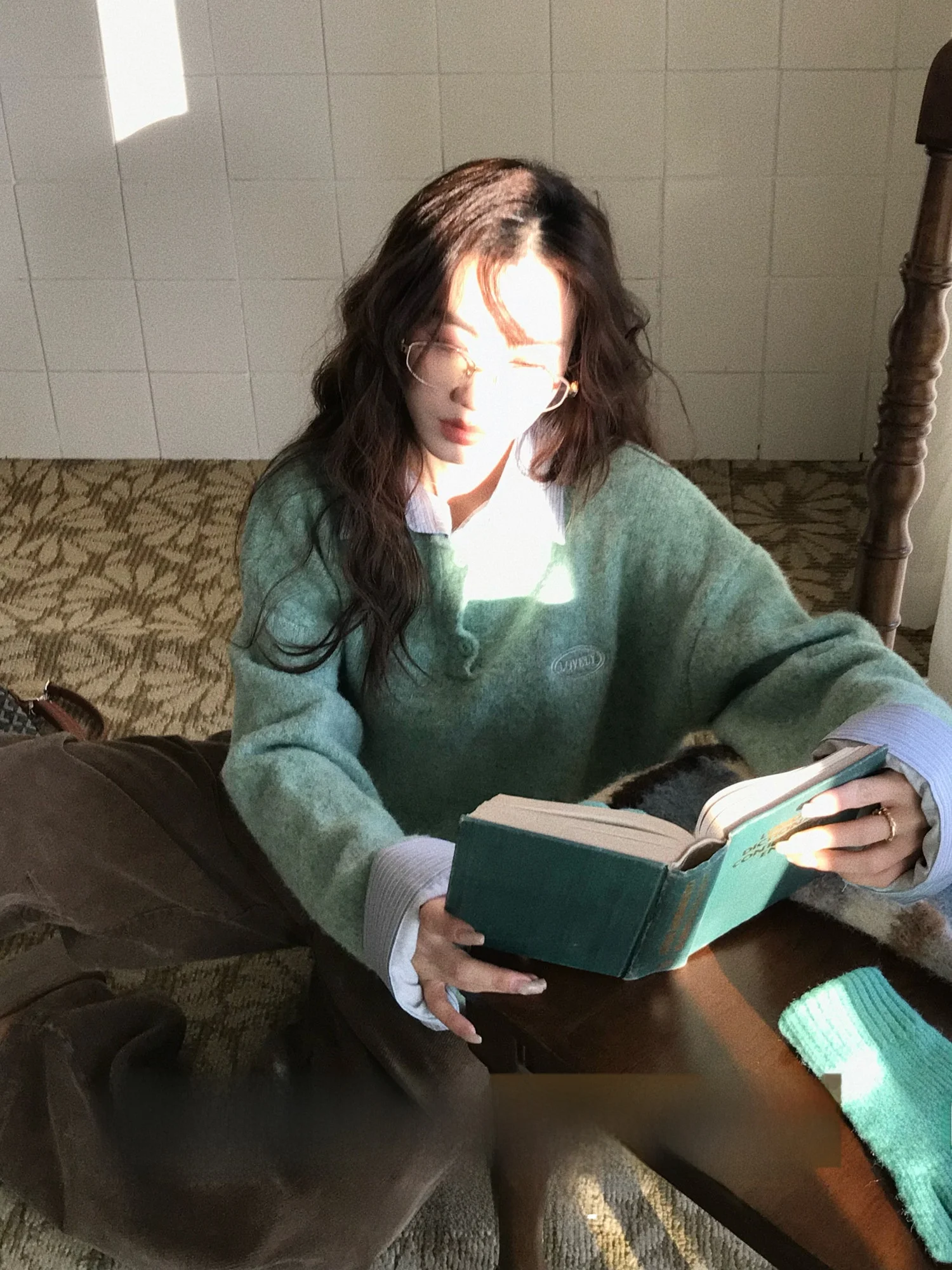 

Korean Sle Loose Wool Blend Patchwork irt Women's Knitted Sweater Crew Ne Pullover Spring Autumn Winter Faion