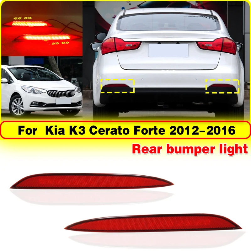 

2 шт. красные светодиодные отражатели для заднего бампера Kia K3 Cerato Forte 2012-2016, светодиодный стоп-сигнал, задний противотуманный фонарь