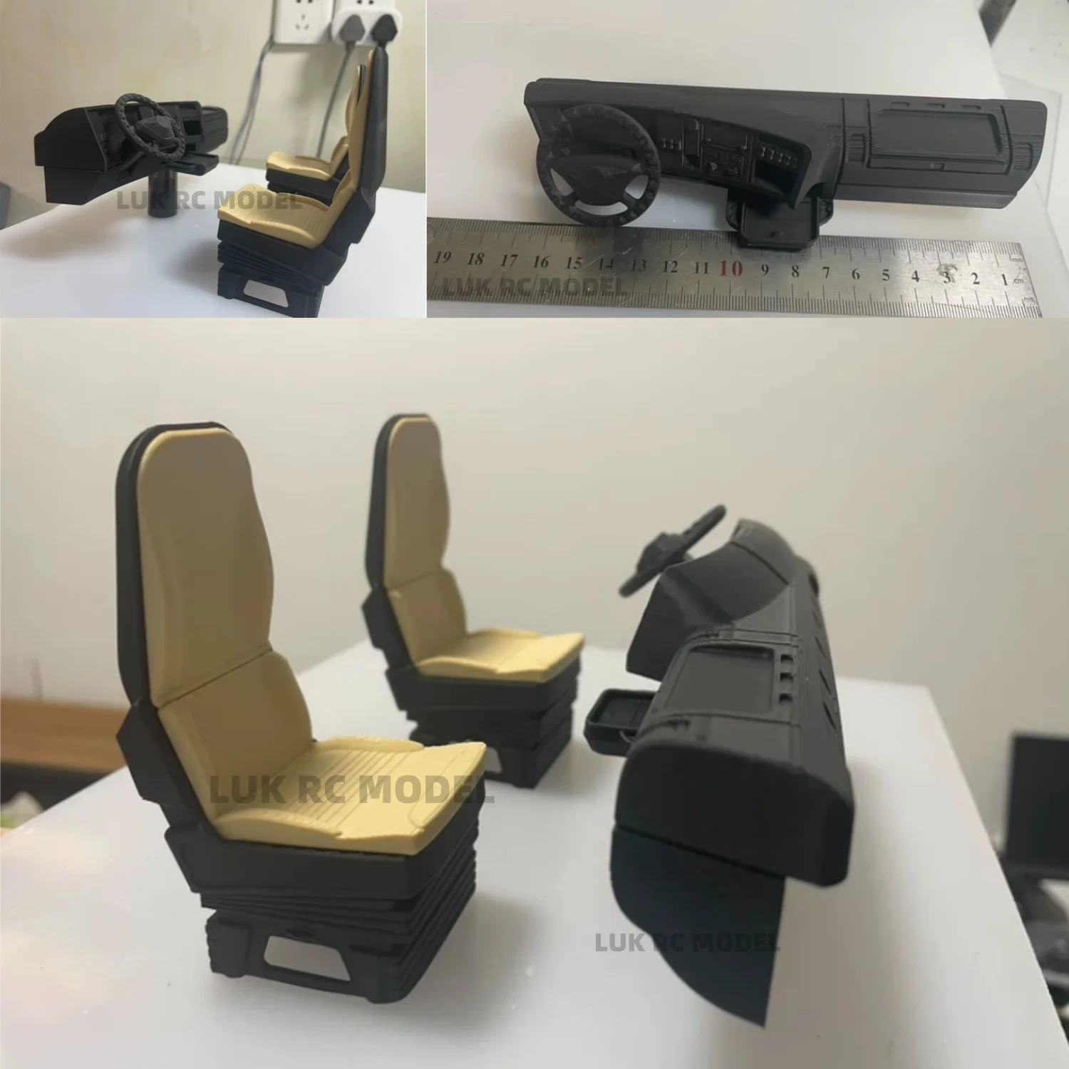 

1/14 Unpainted Cabin Cab Interior 1 Center Console 2 Suspended Seats 165mm 3D DIY For TAMIYA LESU JDMODEL SCALECLUB