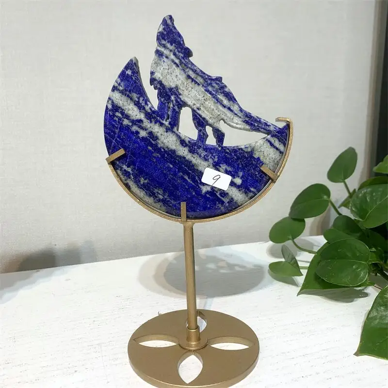 Natural Lapis Lazuli Wolf Carving Polished Quartz Animal Healing Stones Gems For Home Decorations 1PCS view 6